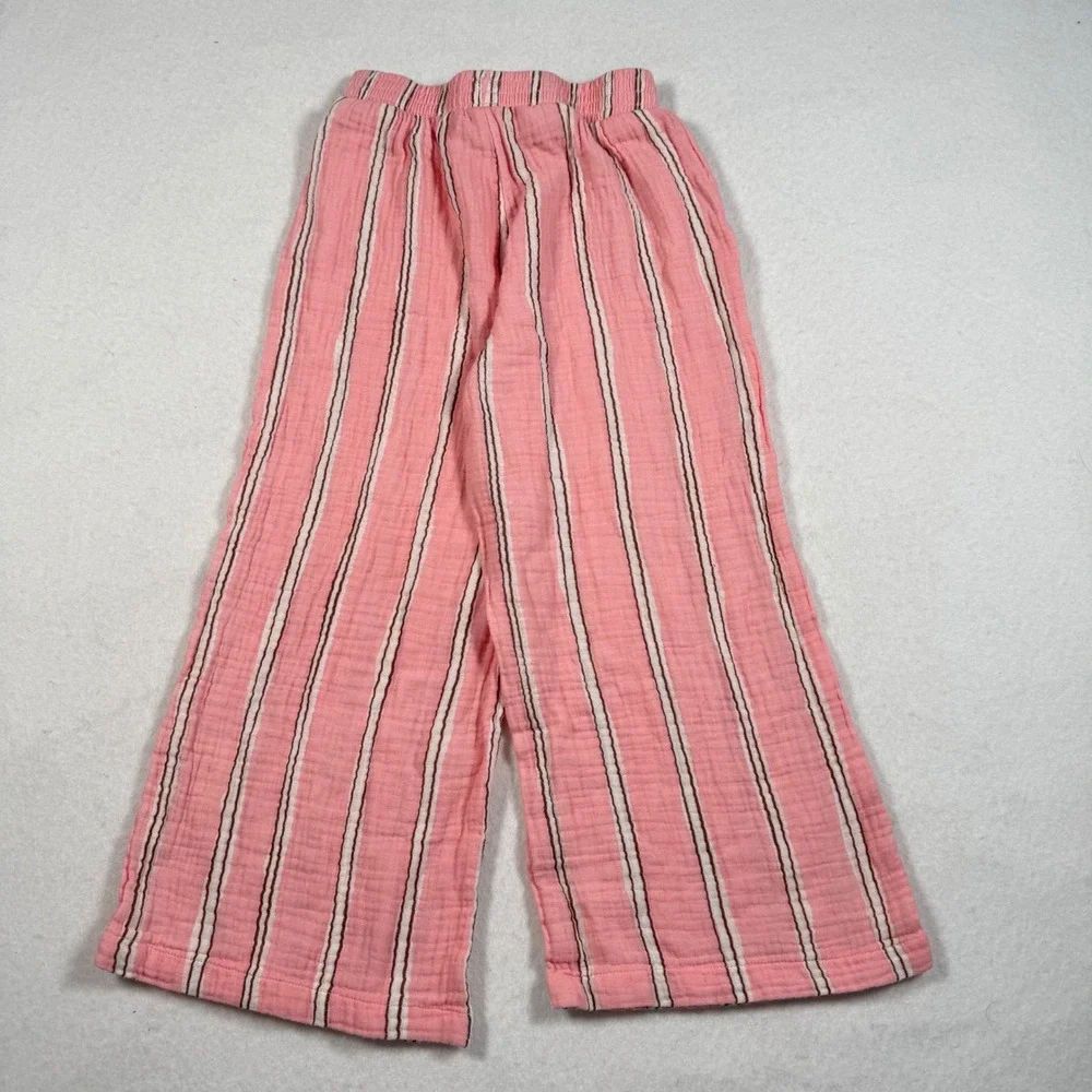 Grayson Mini Girls Pink Striped Cotton Gauze Wide Leg Pants 5T Elastic Waist
